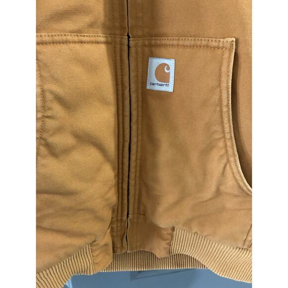 Carhartt Youth Brown Canvas Jacket Boys L 14/16 Quilted Hooded Work Coat - Picture 2 of 6